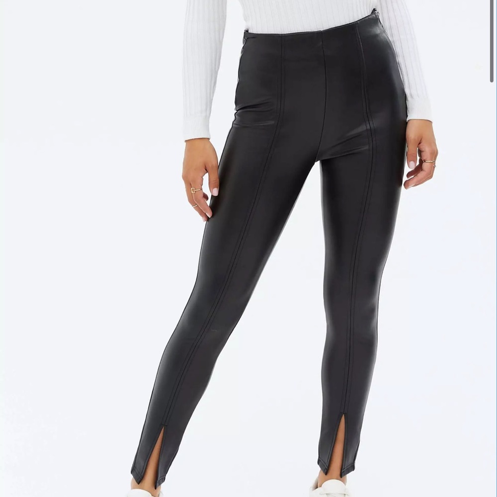 TopShop Leather Split Front Pants